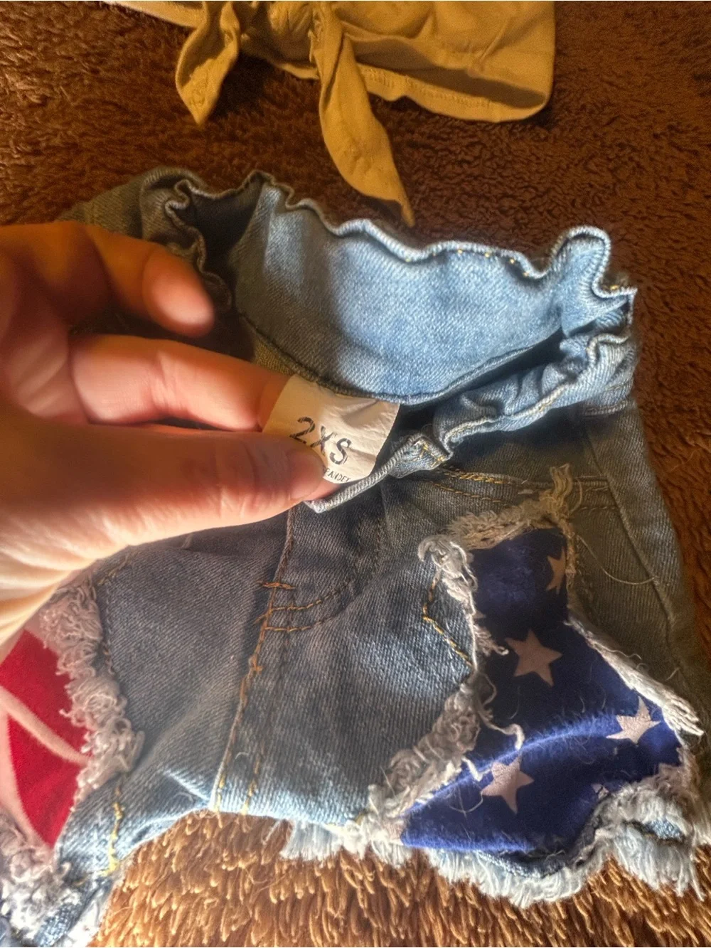 Girls Patriotic Tie-Front Tee & Denim Star Shorts - Red, White & Blue